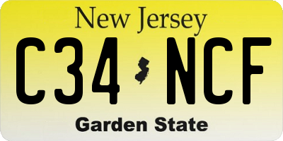 NJ license plate C34NCF
