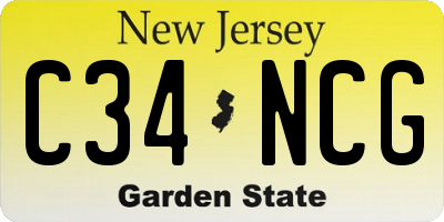 NJ license plate C34NCG