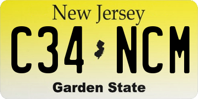 NJ license plate C34NCM