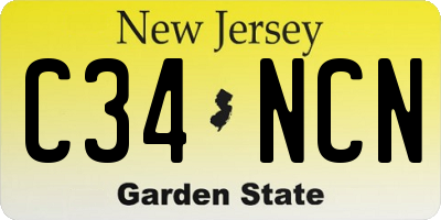 NJ license plate C34NCN