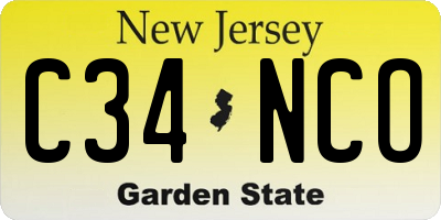 NJ license plate C34NCO