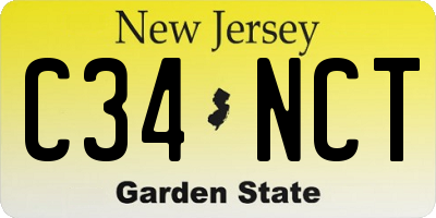 NJ license plate C34NCT