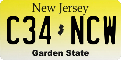 NJ license plate C34NCW
