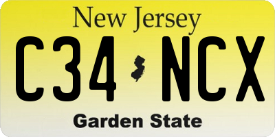 NJ license plate C34NCX