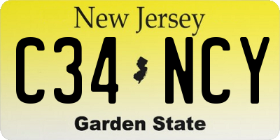 NJ license plate C34NCY