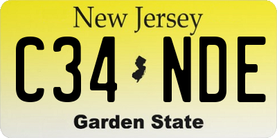 NJ license plate C34NDE