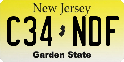NJ license plate C34NDF