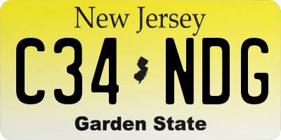 NJ license plate C34NDG