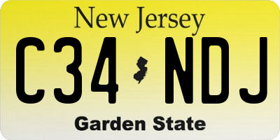 NJ license plate C34NDJ