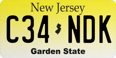 NJ license plate C34NDK