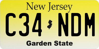 NJ license plate C34NDM