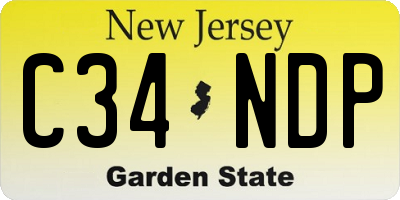 NJ license plate C34NDP