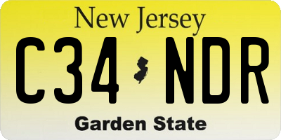 NJ license plate C34NDR