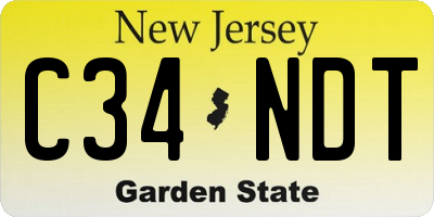 NJ license plate C34NDT