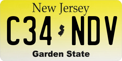 NJ license plate C34NDV