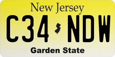 NJ license plate C34NDW