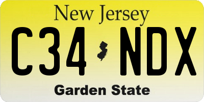 NJ license plate C34NDX