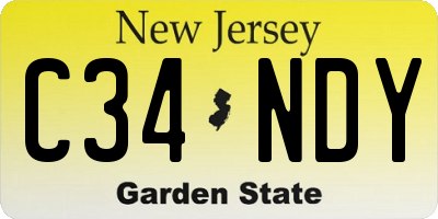 NJ license plate C34NDY