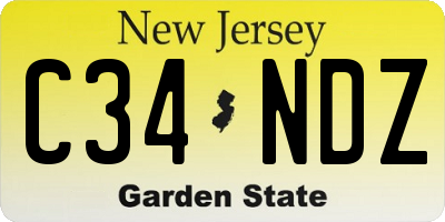 NJ license plate C34NDZ