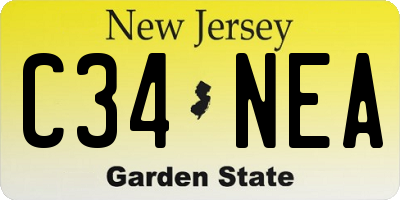 NJ license plate C34NEA