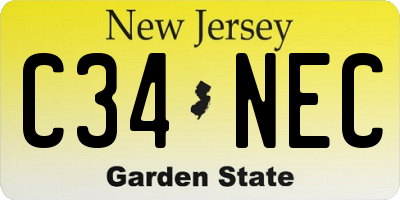 NJ license plate C34NEC