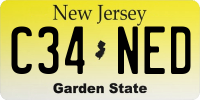NJ license plate C34NED