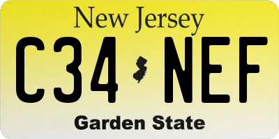 NJ license plate C34NEF