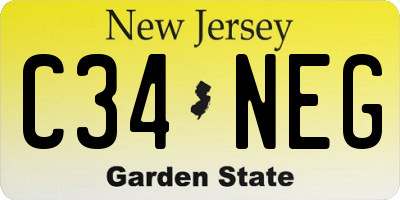 NJ license plate C34NEG