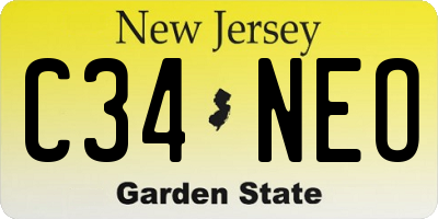 NJ license plate C34NEO