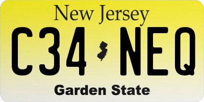 NJ license plate C34NEQ