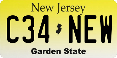 NJ license plate C34NEW