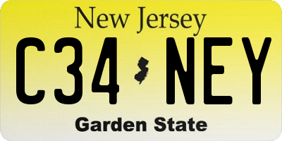 NJ license plate C34NEY