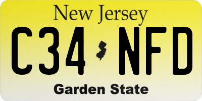 NJ license plate C34NFD