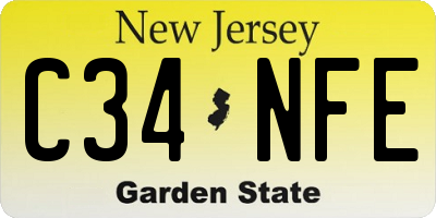 NJ license plate C34NFE