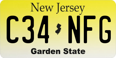 NJ license plate C34NFG