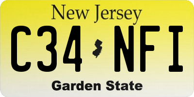 NJ license plate C34NFI