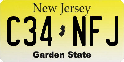 NJ license plate C34NFJ