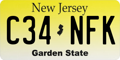 NJ license plate C34NFK