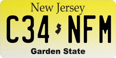 NJ license plate C34NFM
