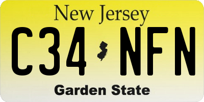 NJ license plate C34NFN