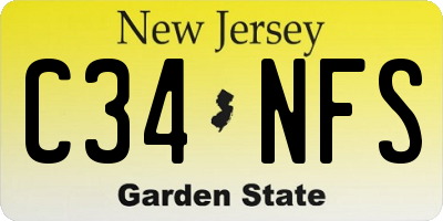 NJ license plate C34NFS