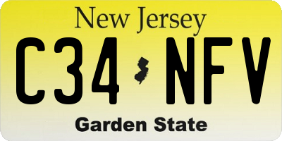 NJ license plate C34NFV