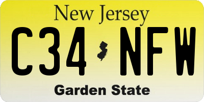 NJ license plate C34NFW