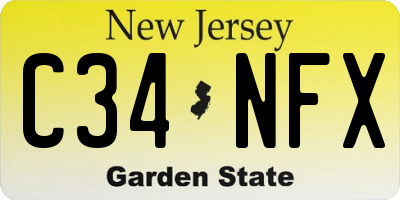 NJ license plate C34NFX