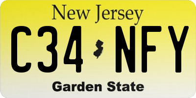 NJ license plate C34NFY