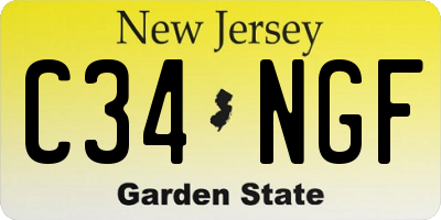 NJ license plate C34NGF