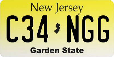 NJ license plate C34NGG