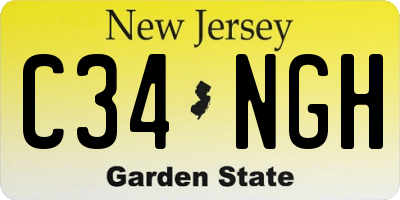 NJ license plate C34NGH