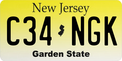 NJ license plate C34NGK