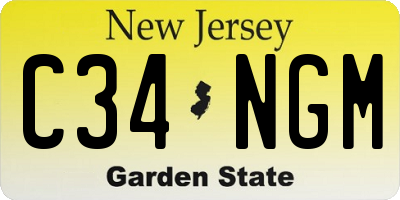 NJ license plate C34NGM